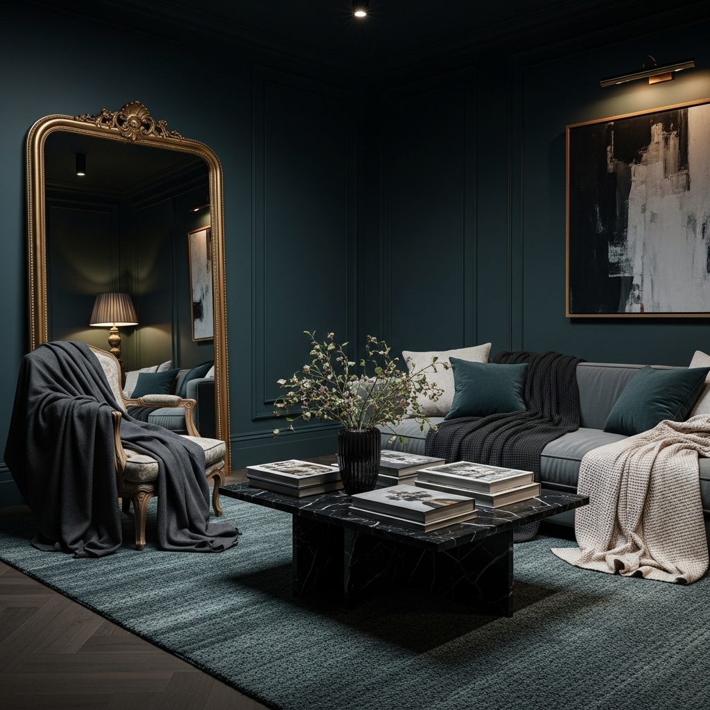 2026 interior design trends luxury living room with jewel tones