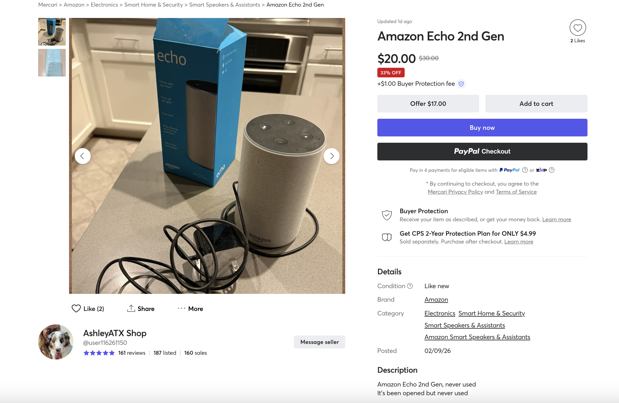 Used Amazon Echo 2nd Gen on Mercari for $20